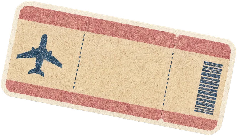 Paper cutout of a vintage paper boarding pass