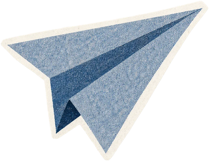 Paper cutout of a folded paper airplane
